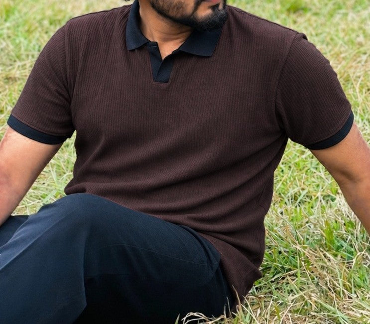 Dark Coffee Old Money Polo (Flat 50% Off)