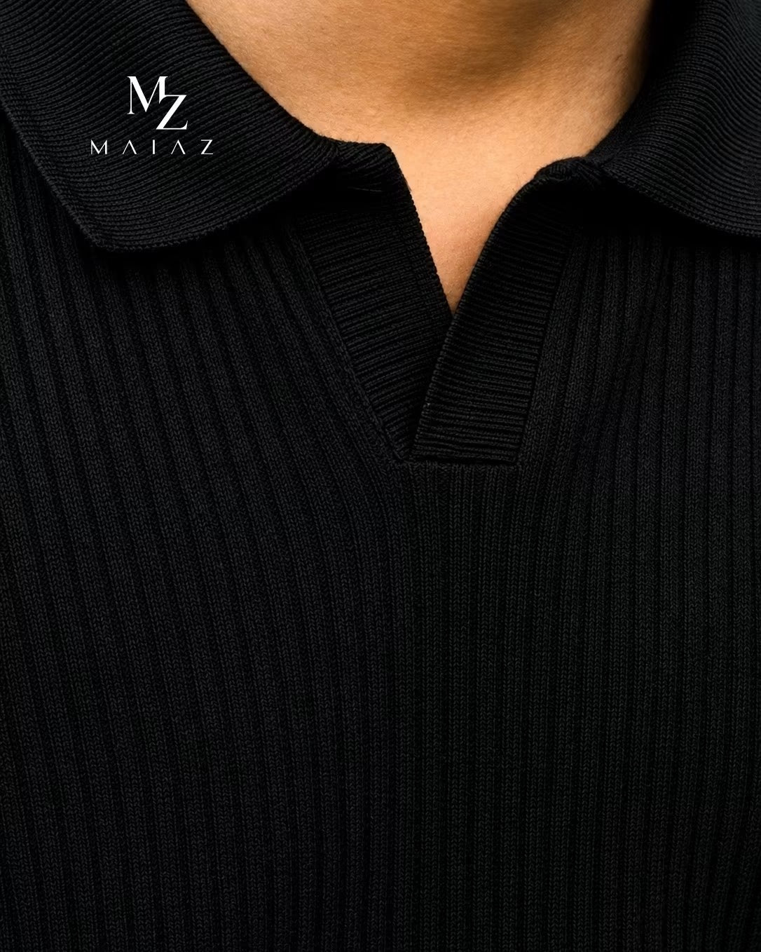 Black Old Money Polo (Flat 50% Off)