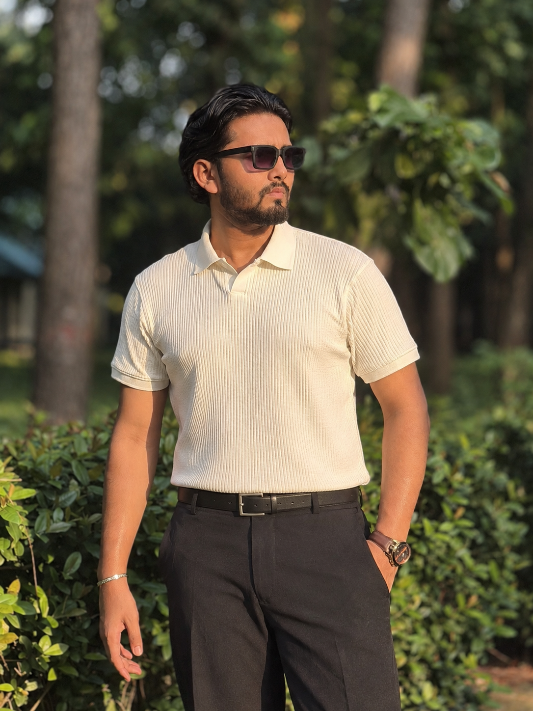 Cream Old Money Polo (Flat 50% Off)